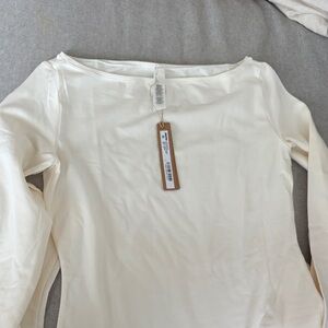 SKIMS Cotton Jersey Boat Neck Long Sleeve